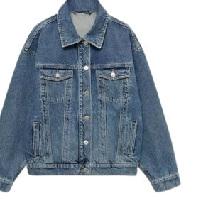 Veste en jean vintage unisexe, col montant, boutons recouverts, coque en coton antibactérien, rembourrage en polyester, vêtement d'extérieur d'hiver - Product Image 2