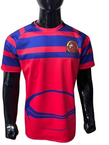 Camiseta de rugby de 4 capas de tela de alta calidad, hecha a medida, con cuello redondo y cinta en el cuello, de alto rendimiento. - Product Image 1