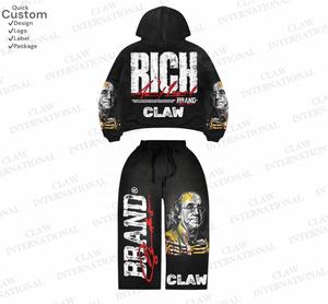 High Quality 500gsm Winter Two Piece Baggy Sweatpants and Hoodie Set Custom Heavyweight Oversized <b>Pullover</b> Hoodie <b>Men</b> Tracksuits - Product Image 3