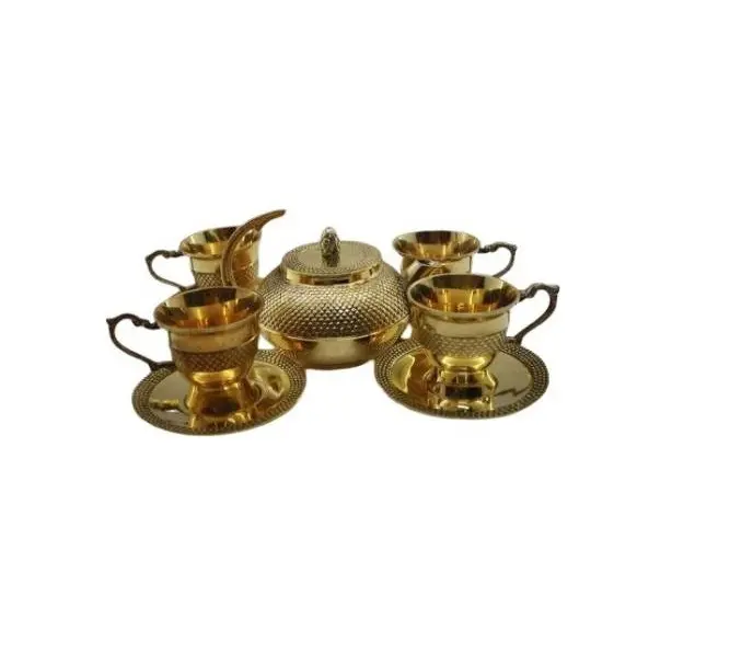 NEW DESIGN IN METAL LATEST DESIGN IN BRASS TEA SET IN NEW LOOK IN BRASS CASTING TEA SET IN WHOLESALE PRICE TEA SET