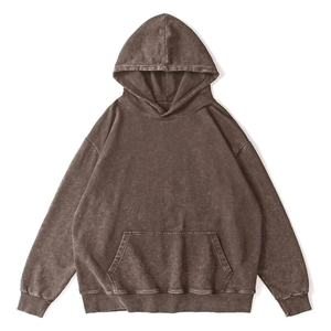 Sweat à capuche d'hiver personnalisé pour homme, 100 % coton de haute qualité, épais, délavé à l'acide, respirant, tricoté, avec épaules tombantes - Product Image 3