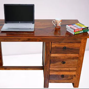 Cómoda con Cajones de Madera, Mesa Auxiliar con Cajones de Madera Natural, Mesa con Cajones de Madera Económica, por CRAFT ZONE EXPORT - Product Image 1