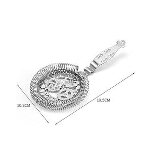 Colador de barra de acero inoxidable con color antiguo Filtro de herramienta de barra profesional Colador de cóctel con herramientas de barra de mango - Product Image 6