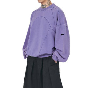 Customized Logo Crew Neck <b>Sweater</b> Unisex & comfortable Drop Shoulder Heavyweight <b>Vintage</b> Acid Wash Patchwork Men's Sweatshirt - Product Image 1