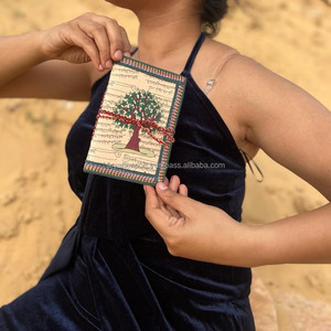 Journal spirituel fait à la main couverture en tissu de coton Vintage Unique fermeture de fil sécurisée papier recyclé non doublé journal tactile coloré - Product Image 3