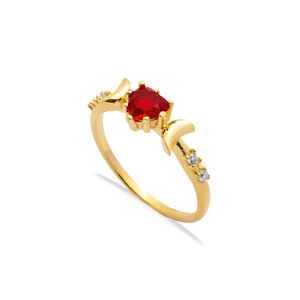 Granate en forma de corazón CZ piedras anillo de racimo turco hecho a mano venta al por mayor 925 joyería de plata esterlina - Product Image 1