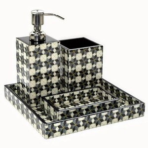 Juego de accesorios de baño de resina moderna de lujo, organizador de encimera de calidad Premium, dispensador de jabón, soporte para cepillo de dientes, contenedor de bandeja - Product Image 3