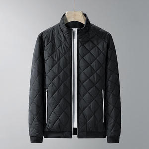 Winter <b>Men's</b> Slim-fit Solid Color Turtleneck Varsity <b>Jacket</b> with <b>Woolen</b> Fabric Windproof & Breathable Cotton Lining - Product Image 2
