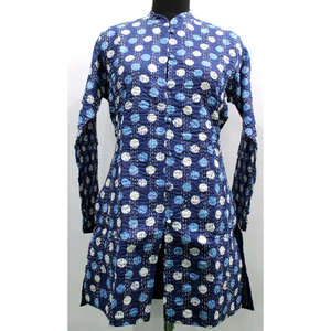 <b>Women's</b> Reversible Blue Kantha Stitch Cotton <b>Jacket</b> Floral Print <b>Lightweight</b> <b>Bomber</b> Style Patchwork Decoration Short Leather - Product Image 3