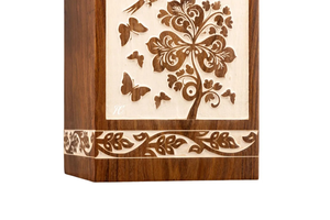 Urne funéraire en palissandre Oiseaux et fleurs Design Memorial Keepsake Urne funéraire décorative pour cendres - Product Image 6