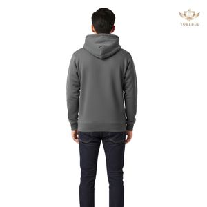 เสื้อสเวตเชิ้ตผู้ชายแบบสวมหัว ยี่ห้อ Yokebud สำหรับฤดูหนาว สีพื้น มีฮู้ด ไซส์ใหญ่ ผ้าฝ้ายถัก 100% รับผลิตแบบ OEM ODM ขายส่ง - Product Image 2