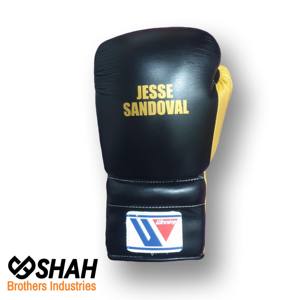 Custom Gold Cowhide Leather Boxing <b>Gloves</b> for MMA Kickboxing Training Sanda with <b>Laced</b> Wrist Feature - Product Image 4