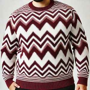 Sweat-shirt à col rond en coton biologique pour homme, couleur unie, tricot côtelé d'hiver, options de tailles plus grandes disponibles - Product Image 3