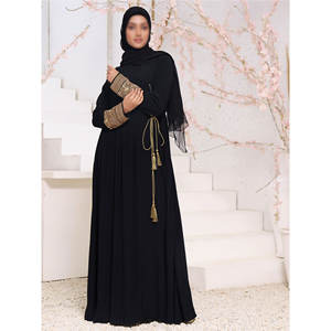Abaya Informal de Marca para Mujer, Estilo Casual, Patrón Sólido, Bordado, Decoración con Botones, Tela de Alta Calidad con Memoria, 100% - Product Image 5