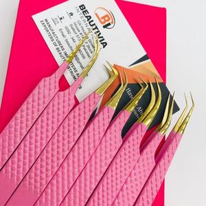Agarre de diamante de oro rosa Agarre fuerte Pinzas de extensión de pestañas de acero sostenible Pinzas de pestañas profesionales Puntas de volumen puntiagudas - Product Image 2
