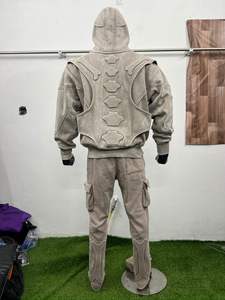Conjunto de Sudadera con Capucha y Pantalones Deportivos con Diseño de Huesos en Relieve para Hombre, Ropa Deportiva de Invierno, Transpirable, Talla Grande, Personalizable - Product Image 4