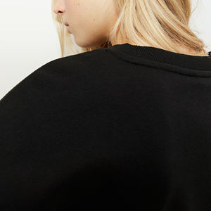 Femme 100% coton pull sweat surdimensionné coupe ample col côtelé lettre personnalisée impression Streetwear Style hiver avant à capuche - Product Image 5