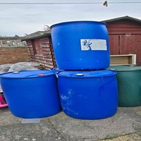 Achetez un seau en plastique bleu HDPE de 200 l, cylindrique, écologique, de qualité supérieure, en stock, livraison rapide, stockage industriel, offres en gros