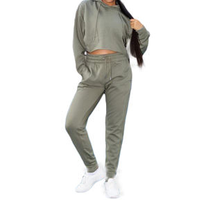 Custom Logo Cotton Sweatshirt with Kangaroo Pocket & Hood for Women ODM Full <b>Zip</b>-<b>up</b> Hooded <b>Crop</b> Top for Spring Fall and Winter - Product Image 6