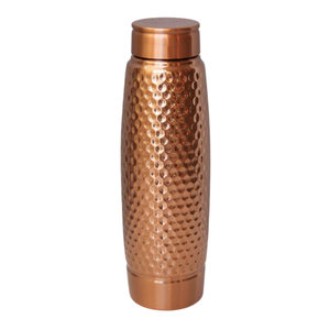 Bouteille d'eau en cuivre pur de haute qualité, gravée à la main avec un motif floral, bienfaits pour la santé ayurvédique, vaisselle pour le yoga, le sport et la maison - Product Image 2