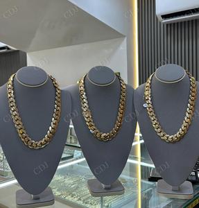 2024 New Simple Plain Miami Cuban Chain Solid Yellow Gold Plated Sterling Silver <b>Big</b> Size Gift Necklace <b>Jewelry</b> - Product Image 1