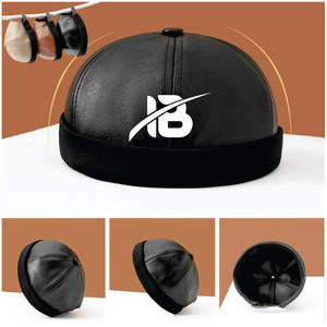 Gorro de Cuero Personalizado, Gorro de Algodón de Color Sólido, Gorro sin Visera, Gorro de Propietario, Estilo Retro, Gorra de Béisbol sin Visera - Product Image 1