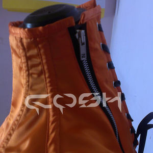 Collar de satén naranja estilo corsé gótico con varillas de acero para bondage y fetichismo - Product Image 5