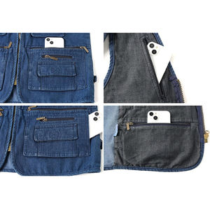 เสื้อกั๊กยีนส์ผู้ชายสีน้ำเงิน บริการ OEM กระดุมเขาสัตว์ แขนกุด สไตล์ลำลองสำหรับฤดูหนาว ผ้าฝ้าย ซิปสี่ตัว - Product Image 6