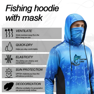 Camiseta con Capucha de Pesca de Secado Rápido y Transpirable al por Mayor, Talla Grande, Protección UV UPF 50+, Logotipo Personalizado, Ropa Deportiva - Product Image 6