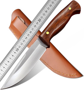 Couteau de chasse en acier fait main D2 et lame fixe en acier inoxydable, couteau de survie en plein air avec étui en cuir - Product Image 6