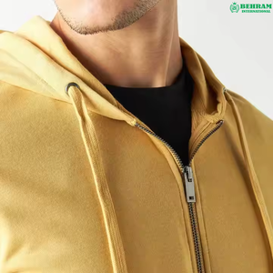 Sweat à capuche zippé intégral en molleton épais à coupe droite, double couche, épaules tombantes, 100 % coton, unisexe, respirant, séchage rapide, hiver - Product Image 5