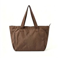 Sac fourre-tout en toile lavée de couleur unie avec fermeture éclair, grande capacité, sac à bandoulière pour femme, sac fourre-tout réutilisable pour les trajets domicile-travail et le shopping, logo personnalisé
