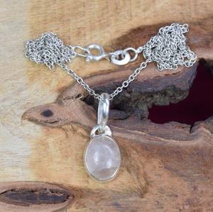 <b>Pink</b> Colour Gemstone Pendant Perfect Wedding <b>Gift</b> Round Shape Rose Quartz 925 Sterling Silver for love With 925 Stamped Jewelry - Product Image 4