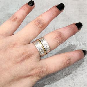 Anillo de meditación con banda giratoria, anillo de Plata de Ley 925 para mujer, joyería hecha a mano, anillo giratorio para hombre con ansiedad navideña - Product Image 2