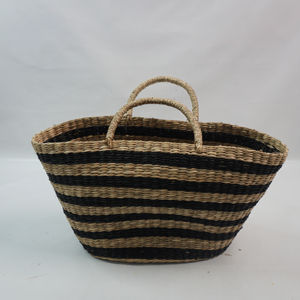 Bolso tejido hecho a mano de algas marinas con asas fáciles de llevar Conveniente cierre abierto - Product Image 1