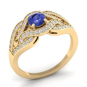 REYES alta calidad 14K oro amarillo moissanita Anillos De Compromiso moda tanzanita piedras preciosas joyería de boda para mujeres - Product Image 2