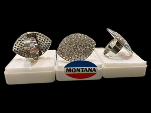 Anillos de aleación de Latón chapado en oro y plata con incrustaciones de diamantes americanos brillantes para mujeres, niñas, fiestas o uso diario - Product Image 2