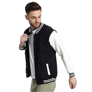 แจ็กเก็ตผ้าขนแกะสำหรับผู้ชายเสื้อแจ็คเก็ตบอมเบอร์โลโก้แบบเรียบ - Product Image 5