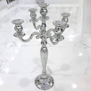 Latest Design Gold <b>Mirror</b> Mosaic <b>Candle</b> <b>Holders</b> Candelabra Centerpiece Aluminum 5 Arm Candelabra Wedding Tabletop Decoration - Product Image 4