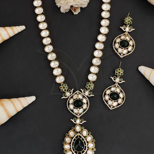 Kundan Bijoux Mehendi Plaqué Designer Élégant Kundan Collier Ensemble - Product Image 1