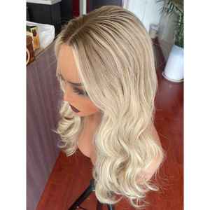 Perruque en cheveux humains vierges bruts avec dentelle frontale blonde HD, bonnet ajustable, perruque de haute qualité à ondulations d'eau, modèles avec longueurs de 36 pouces, 38 pouces, 40 pouces - Product Image 2