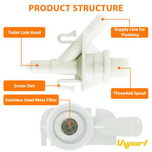 Vypart One-Piece RV Toilet Water Valve <b>Kit</b> Replacement for Sealand Dometic 300-321 <b>Models</b> Includes Hose and Outlet - Product Image 2