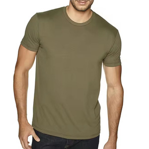 Camiseta deportiva verde oliva que absorbe la humedad, tela de algodón de secado rápido con ajuste atlético, camisetas personalizadas en blanco razonables para hombres - Product Image 1