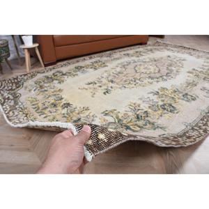 Vintage Turkish Large Rug 5.5x9.5 ft, Brown <b>Yellow</b> Ombr Rug - Product Image 4