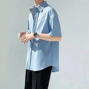 Camisa de manga corta para hombre, holgada, unisex, básica, cuello polo, estilo coreano de oficina - Product Image 2