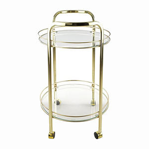 Serving Kitchen Storage Side Table Metal and Glass Table Top Classic Metal Frame 2 Tier Dining Table Hotel Restaurant Furniture - Product Image 6