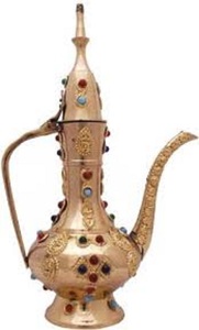 Hand Crafted Brass Aftaba With Gold Arabic Brass Metal Aftaba Silapchi Set With <b>Stand</b> - Product Image 5