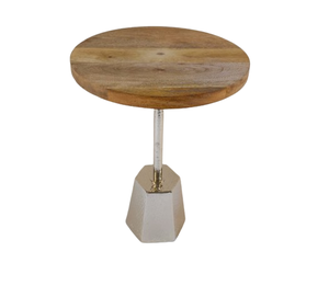 โต๊ะคอนโซลด้านข้างทำจากไม้ด้านบนทำจากโลหะพร้อมฐานไม้โต๊ะส่วนกลางสำหรับตกแต่งห้องนั่งเล่นเฟอร์นิเจอร์ - Product Image 3