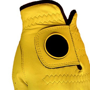 Guantes de golf amarillos personalizados, poliéster duradero, cuero genuino, cierre ajustable, Impresión de logotipo para hombres, mujeres, niños, piel de oveja - Product Image 2