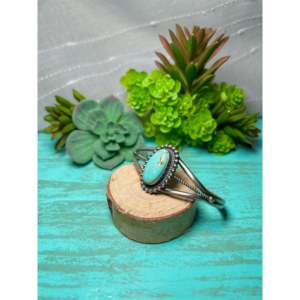 Kingman Turquoise & Sterling <b>Silver</b> <b>Cuff</b> <b>Bracelet</b> Navajo Handmade Cultural Collectible Jewelry for Men - Product Image 3